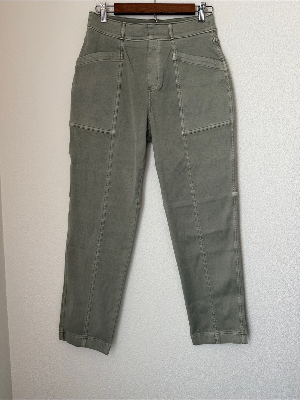 Spanx Stretch Twill Straight Leg Pants in Olive Oil Color